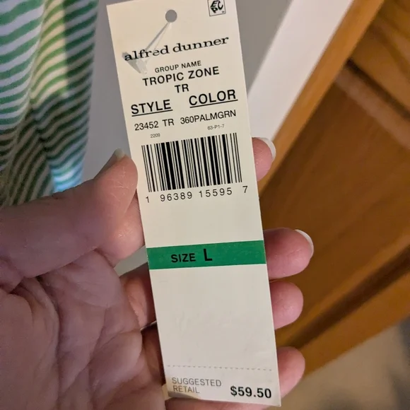 ALFRED DUNNER Short Sleeve Shirt,Lime Green Stripe w/sequin butterfly,Sz L,NWT! - Picture 5 of 8